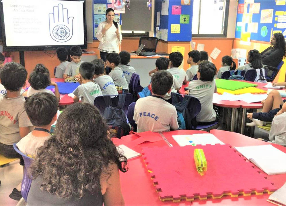 Mrs. Manair and Mrs Borgawkar spoke about culture and religion of Judaism and Jainism.