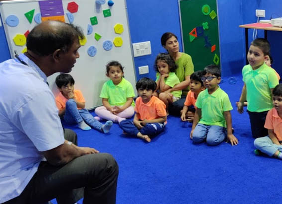 Doctor Patil spoke to the students about his role and responsibilities as a doctor.