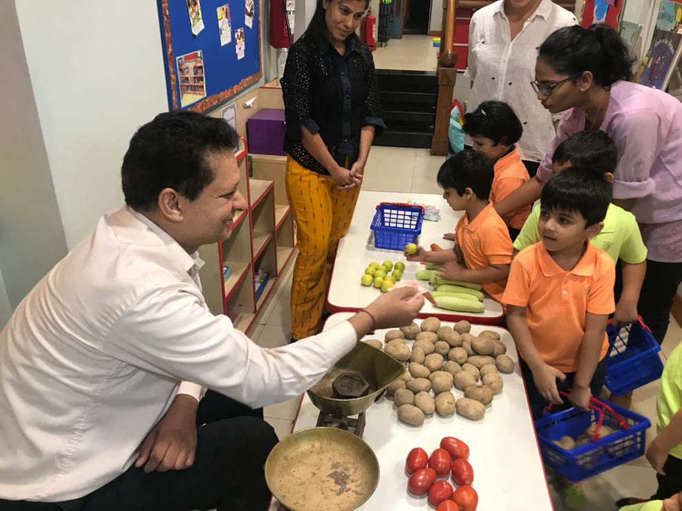 Mr. Jayant Patankar spoke to the students about the process of farm to table.