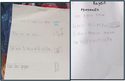 Children's brainstorm notes