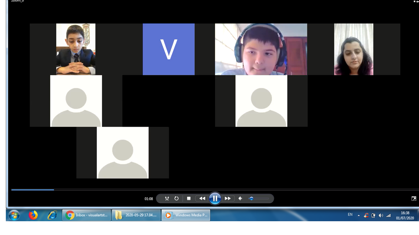 Bariq and Hamza presenting their music exhibition over video call