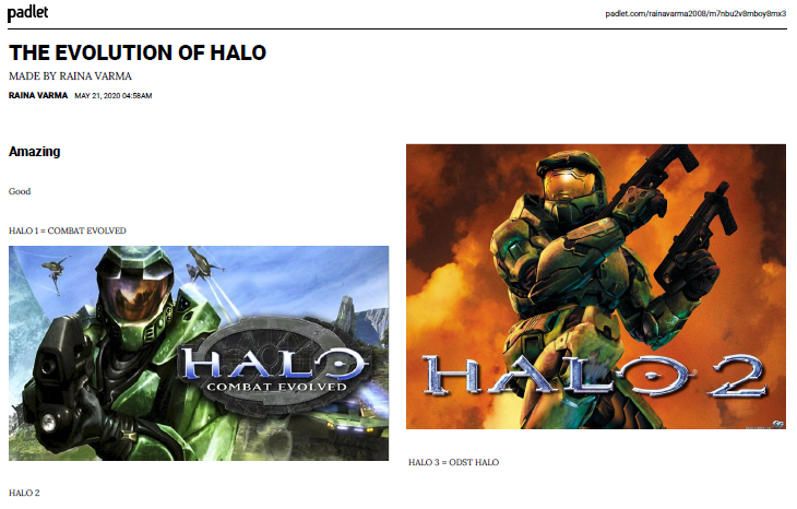 The Evolution of Halo - Padlet by Raina Varma