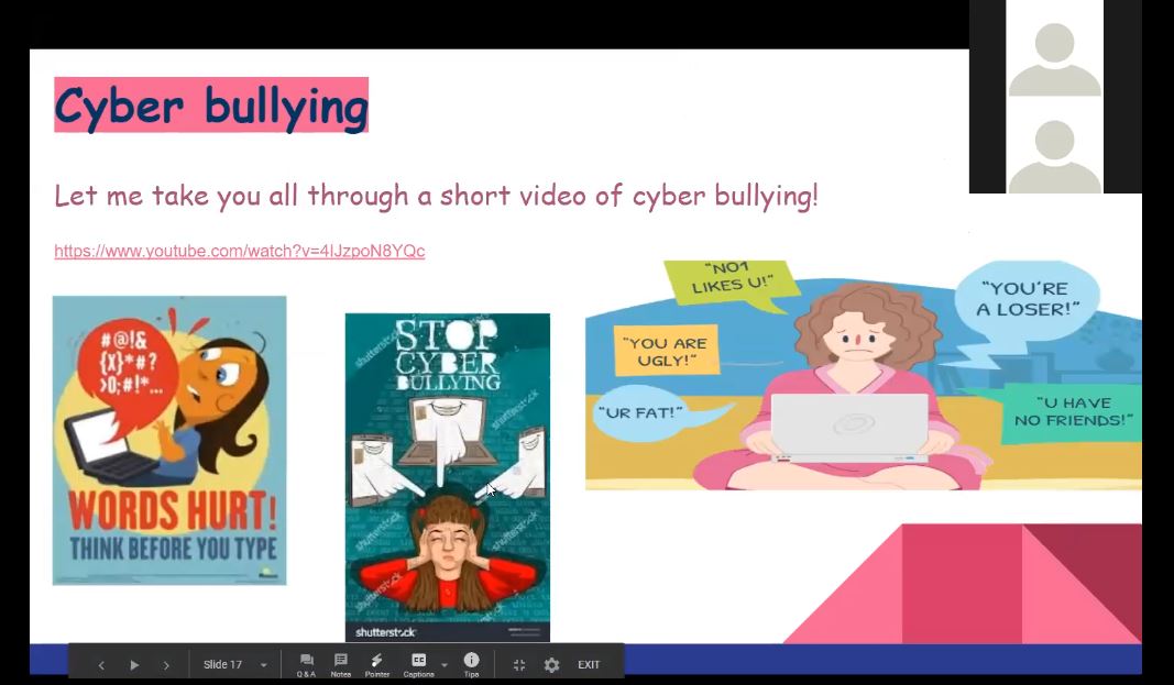 Cyber Bullying - Aaliyah's social media awareness slide