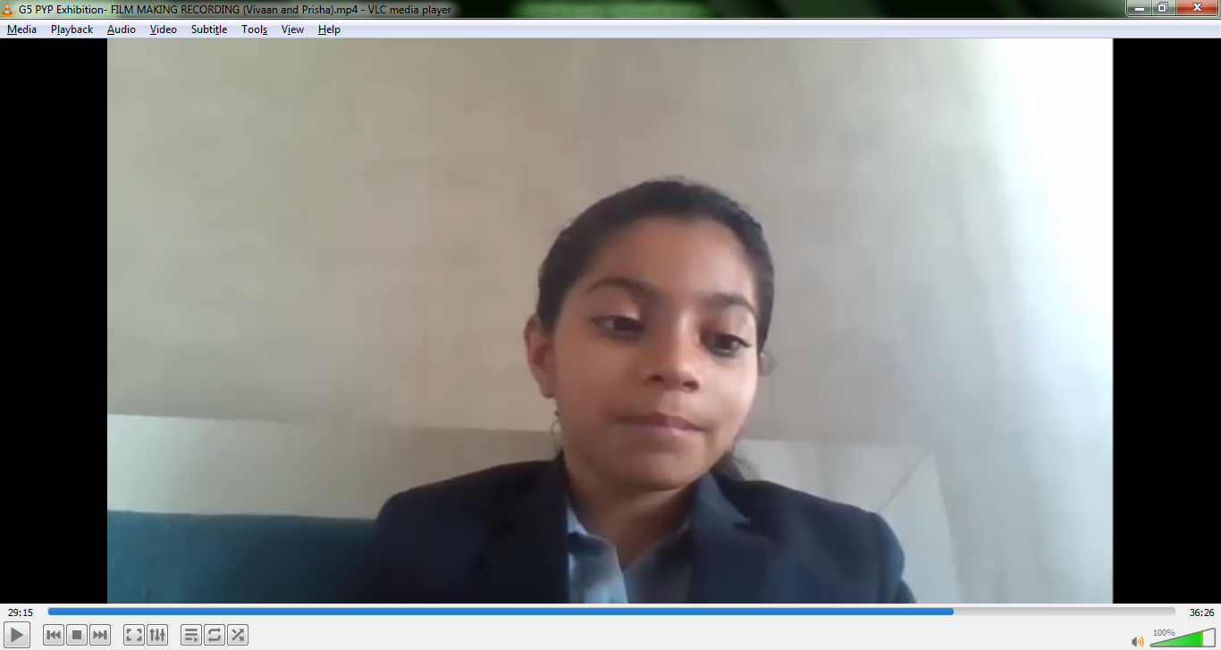 Prisha presenting her film making exhibition over video call