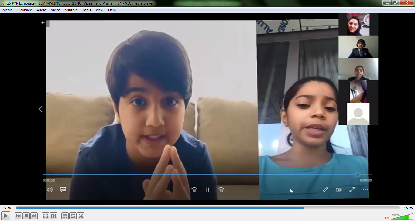 Prisha and Vivaan presenting together over video call